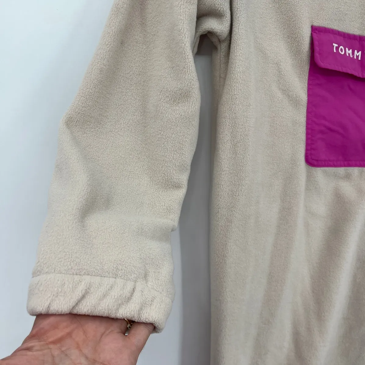 Tommy Hilfiger Y2K Fleece 1/4 Zip Pullover Womens Top Sz XL Preppy Logo Cozy - Image 4