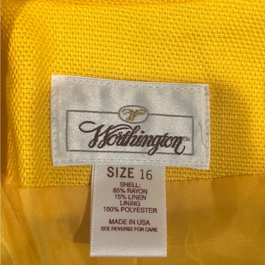 NWOT Vintage Worthington Y2K Yellow Linen Blend Fully Lined Blazer Shoulder Pads - Image 10