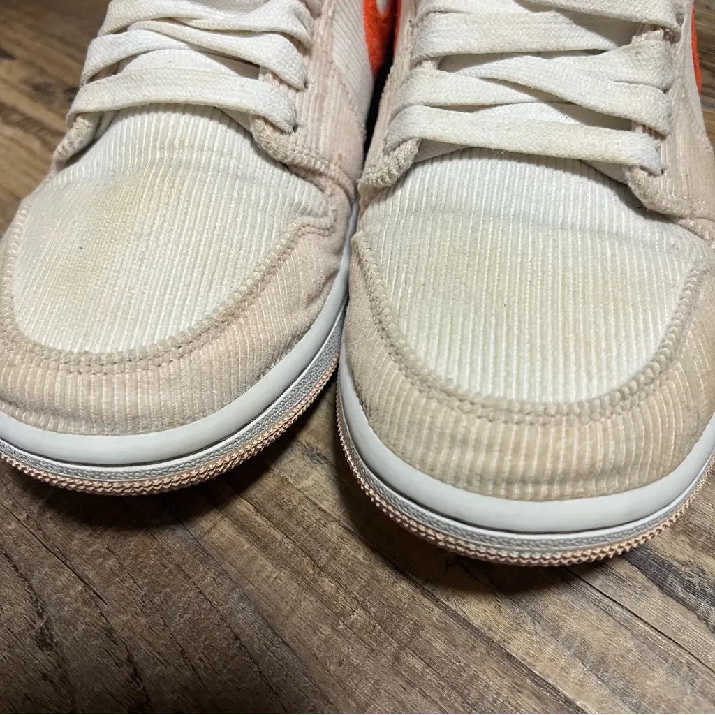 Jordan 1 Mid SE Sail Orange Quartz Corduroy Sneakers Womens Size 9.5 - Image 4