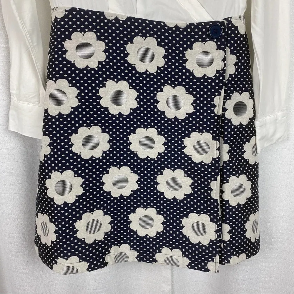 ModCloth White&Blue Floral Daisy Au Contraire Wrap Twofer Mini Dress Sz.4 NWT - Image 6