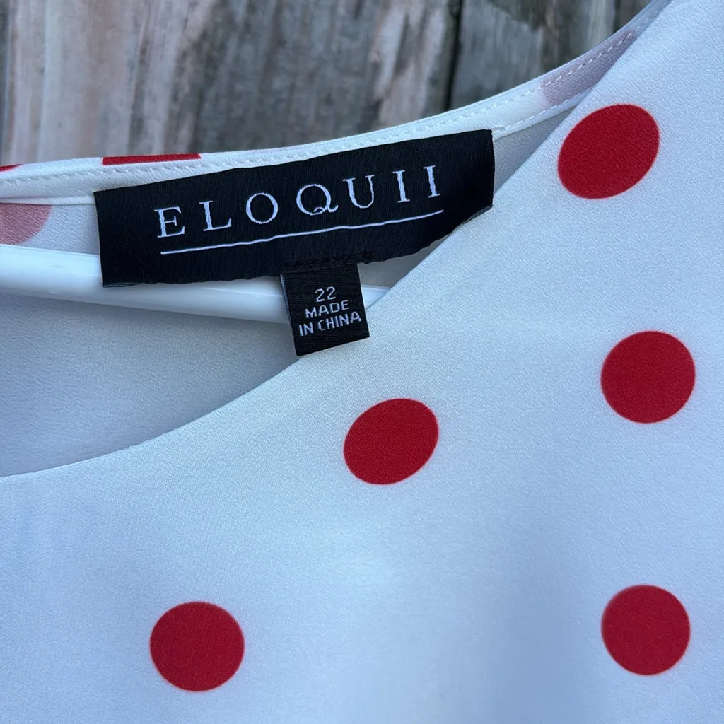 NWT Eloquii Tiered Polka Dot Dress White Red Size 22 - Image 3