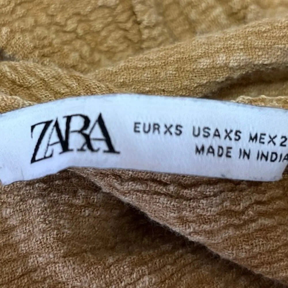 Zara Tan Yellow Sleeveless Deep V Boho Ruffle Peplum Vest Crop Tank Top Size XS - Image 6