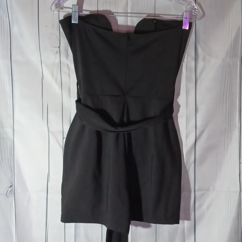 Strapless bodycon romper with pockets Black Size M - Image 6