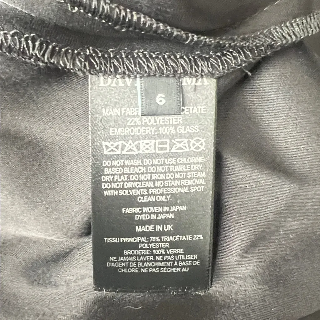 David Koma Crystal Embellished Asymmetric Satin Scarf Dress, Size US 2, UK 6 NEW Black - Image 10