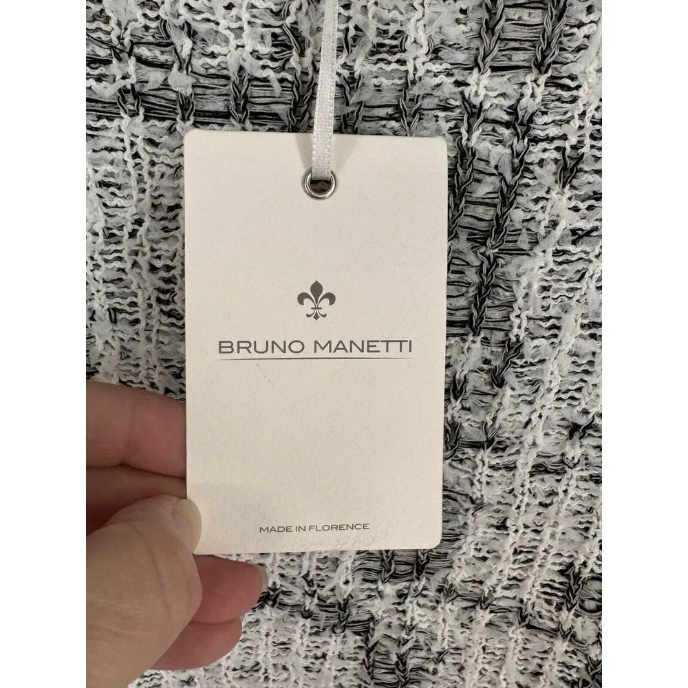 Bruno Manetti Giacca Open Cardigan Black/White Check Size 44‎ Italy 8 US Fringe - Image 7