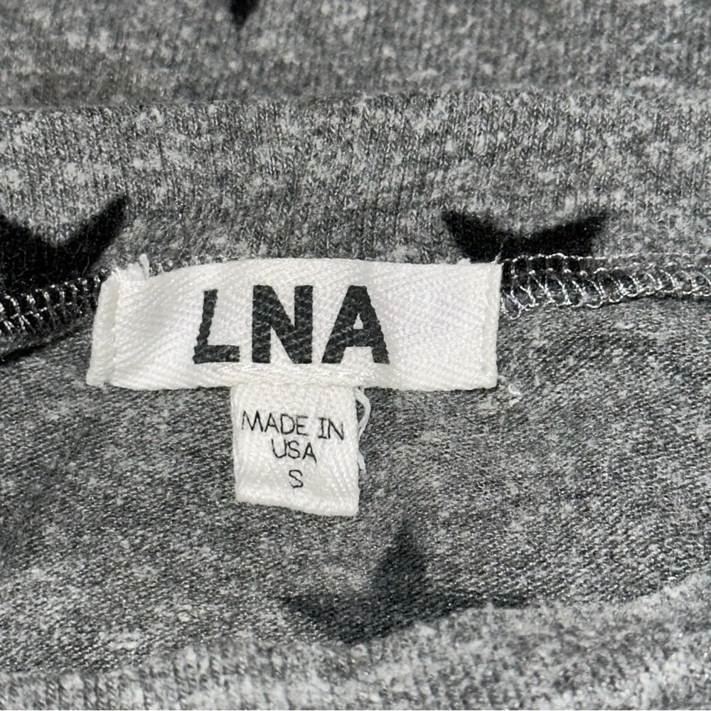 LNA Women’s S Heather Gray Brushed Cropped Black Star Print Cropped Sweatshirt - Image 7