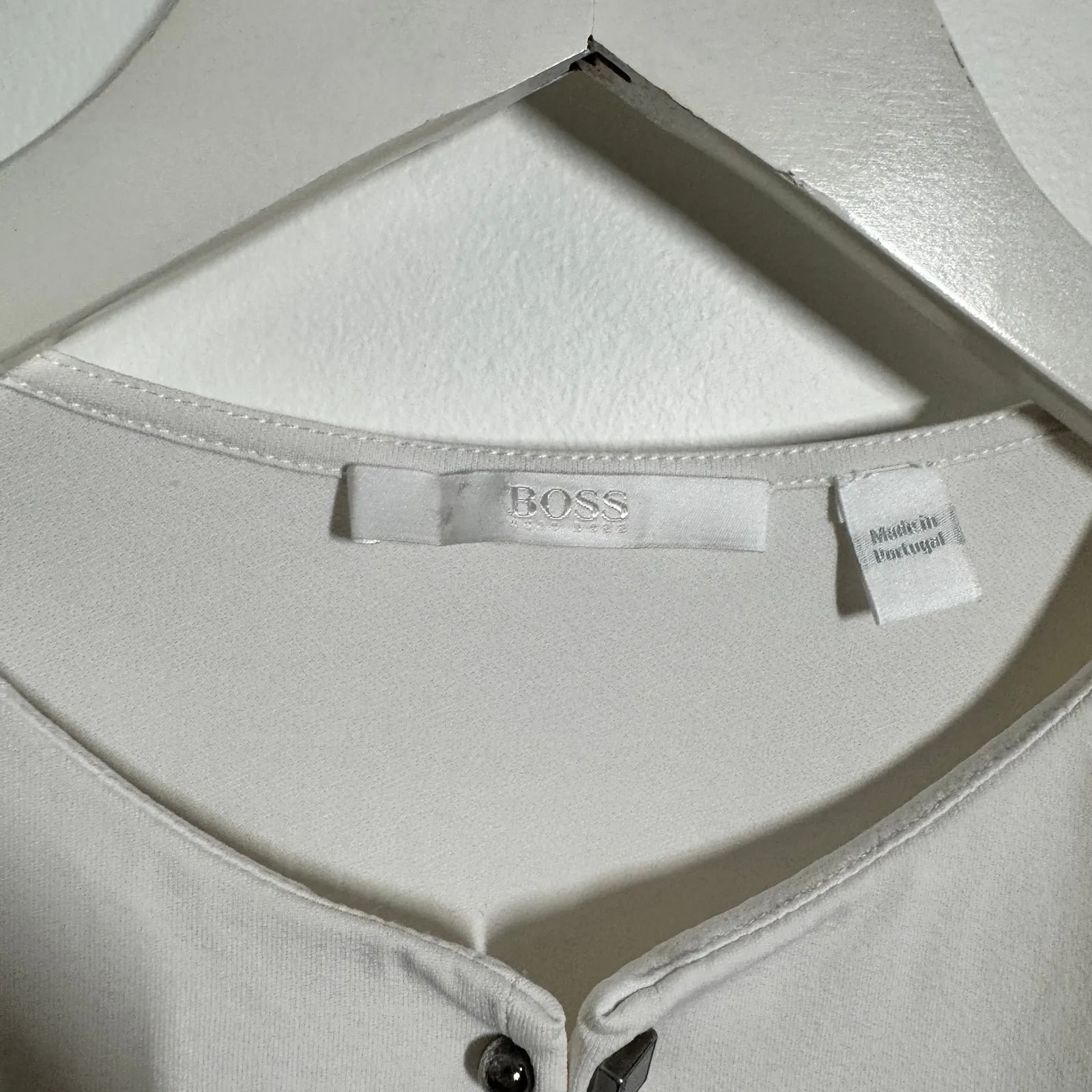 Hugo Boss Top Women's M "Elenka" White 3/4 Sleeve Blouse Quite Luxury Minimal - Image 4