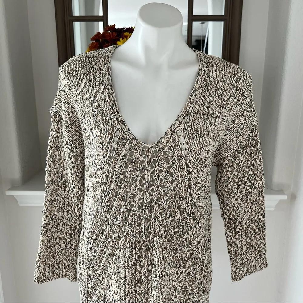 J. Jill Crochet Knit Sweater Black Multi V-Neck Size S New w/Tag - Image 4