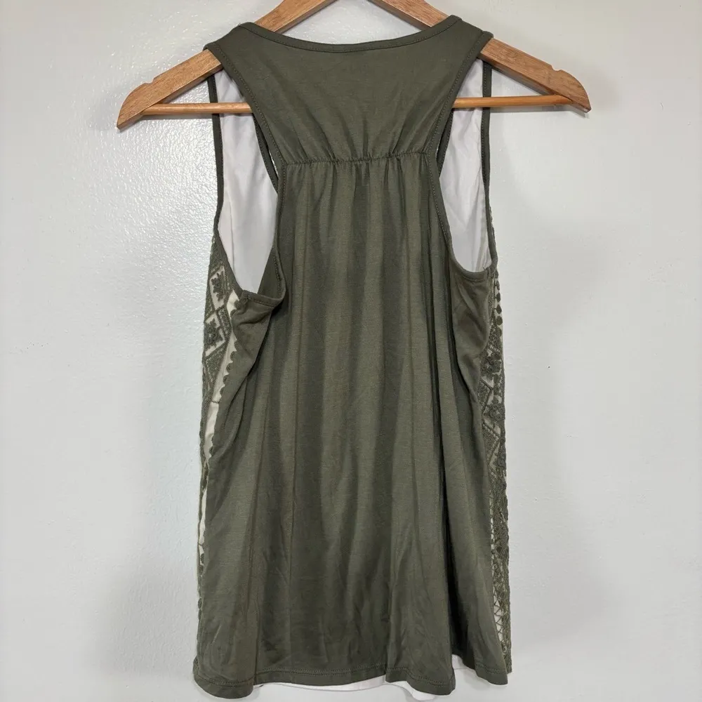 Vanity Y2K Forest Green Embroidered Lined Tank Top Size M Size M - Image 5