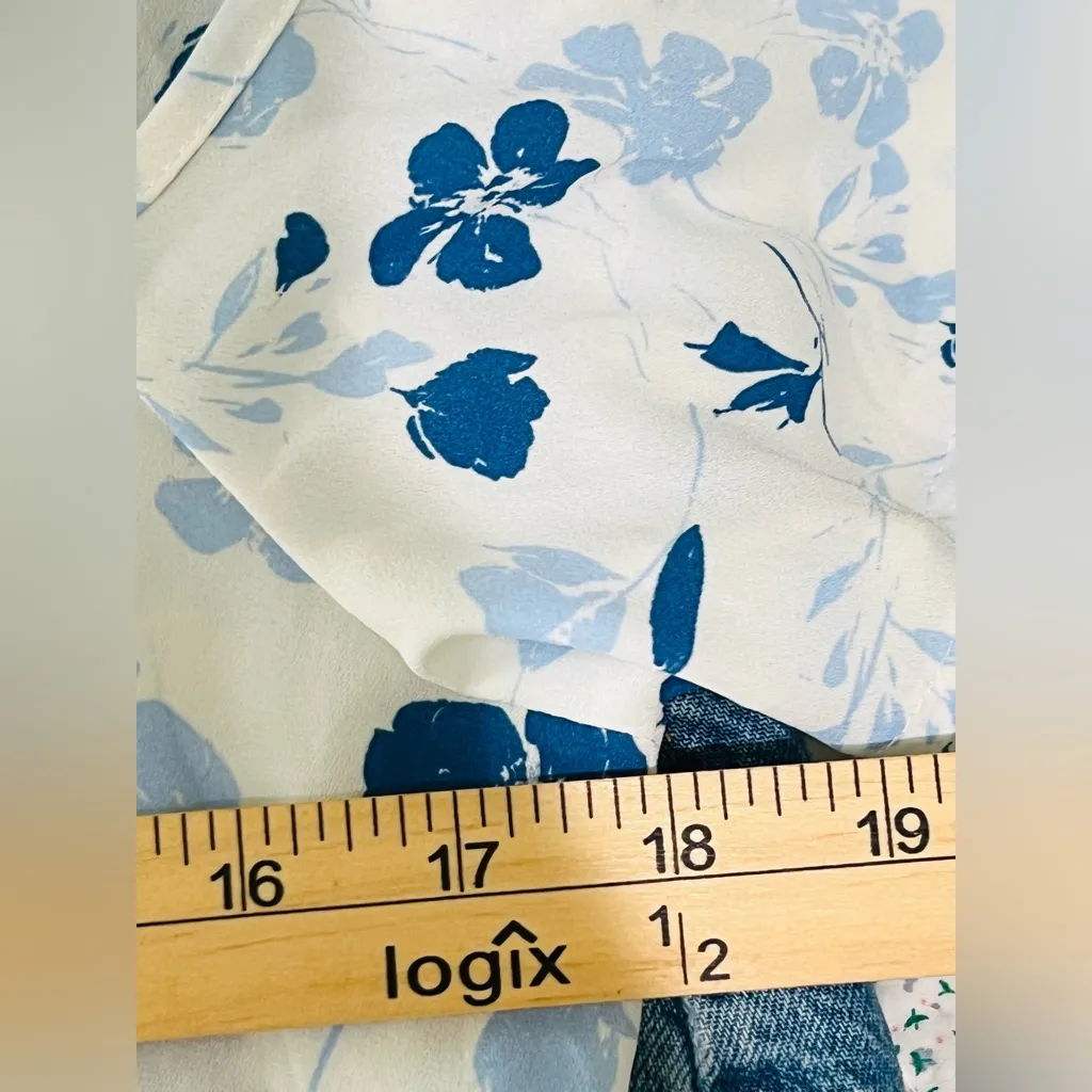 Sienna Sky floral bare shoulders peplum top with bow tie waist size S - Image 9