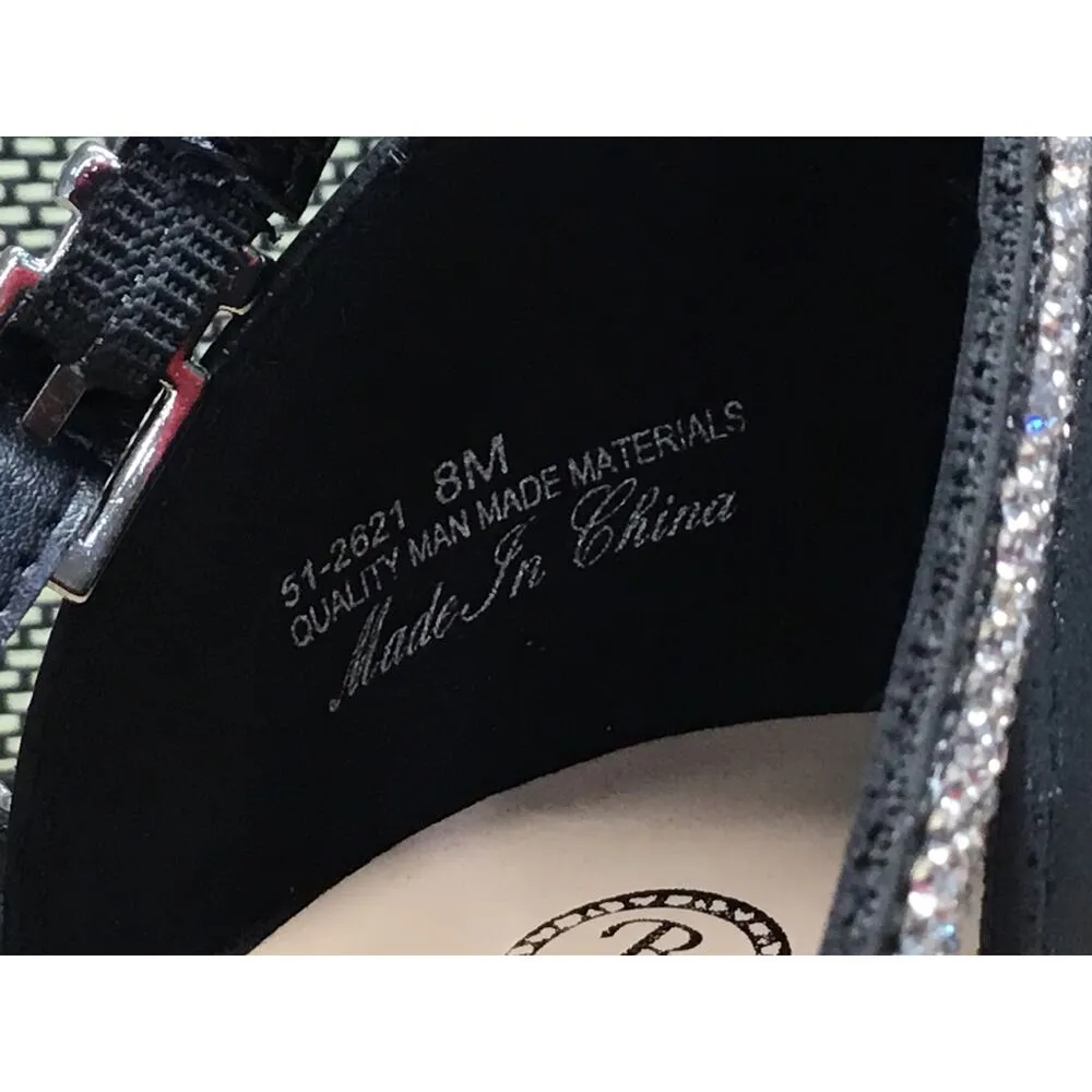 Bella Vita Aliette Women's 8 Black Rhinestone High Heel Ankle Strappy Sandal - Image 6