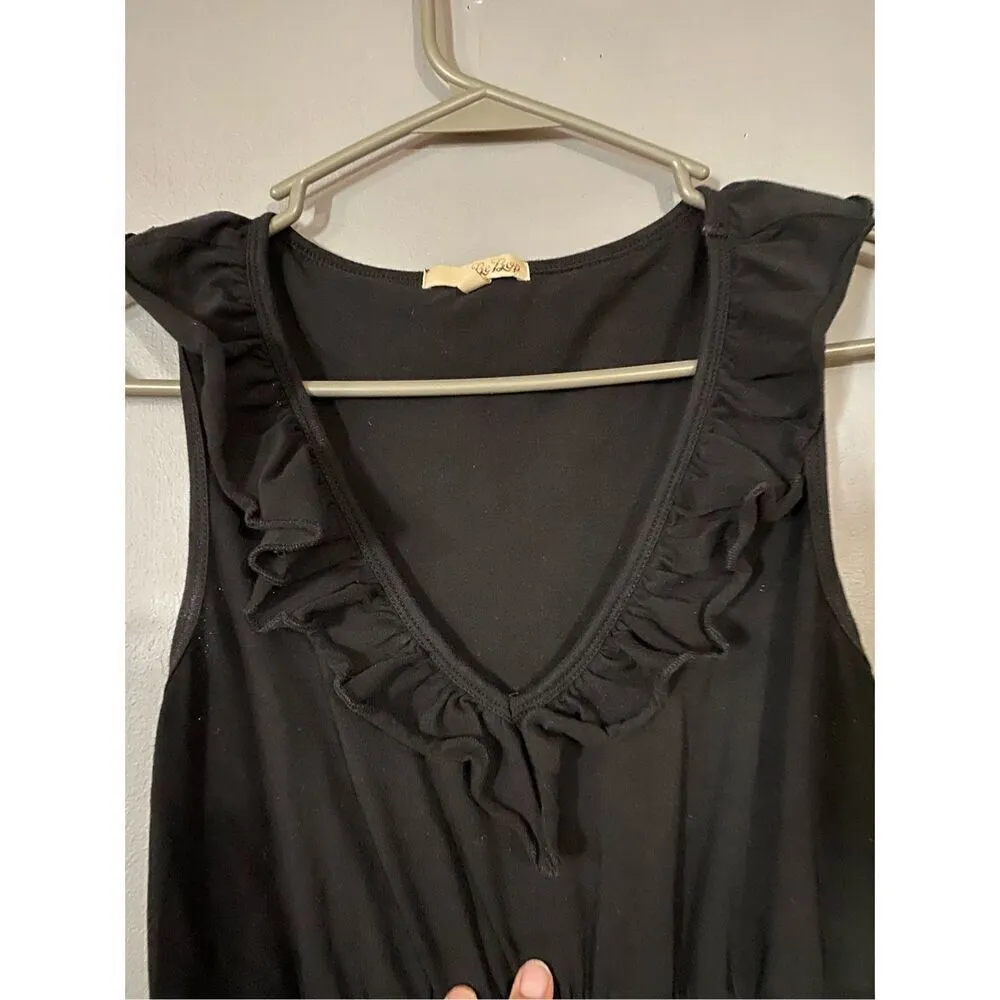 Be Bop Black And Gray Faux Button Ruffle Dress Size Medium - Image 4