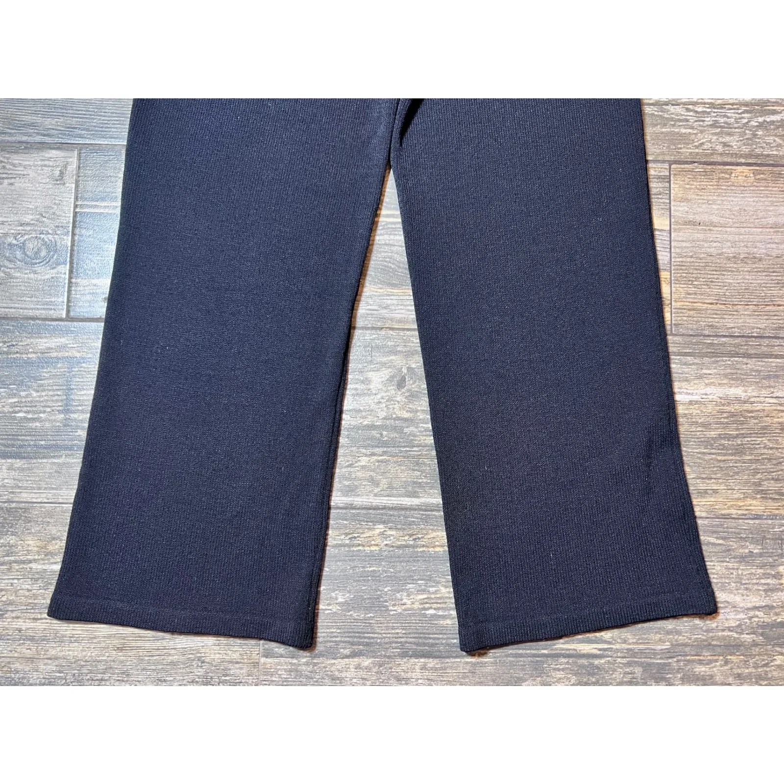 St. John Basics Marie Gray Knit Wide Leg Pants Black Career Casual Cozy USA FLAW Size 6 - Image 9