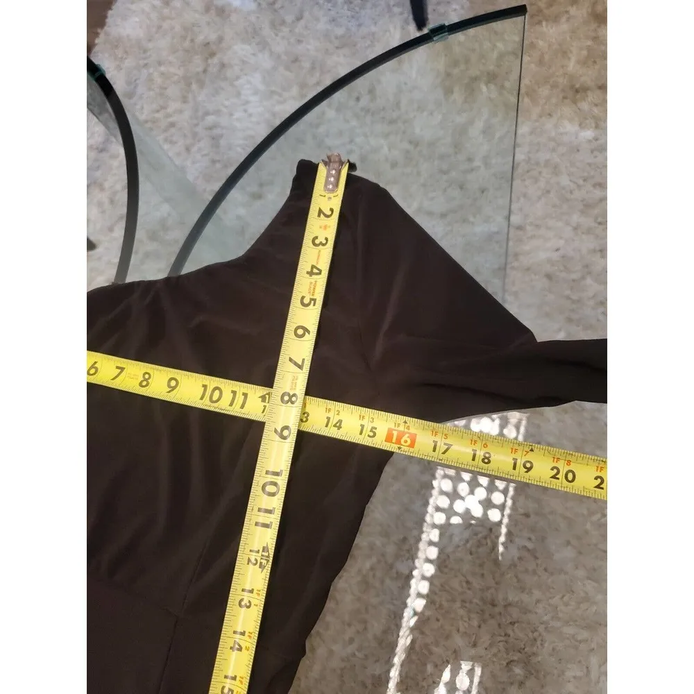 Venus Women's Black Solid Polyester One Shoulder Off Long Sleeve Long Maxi Dress - Image 10