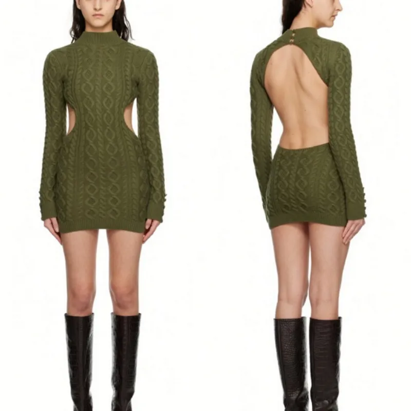 Danielle‎ Guizo Cable Knit Turtleneck Sweater Dress XL Fall Winter Preppy Casual - Image 3