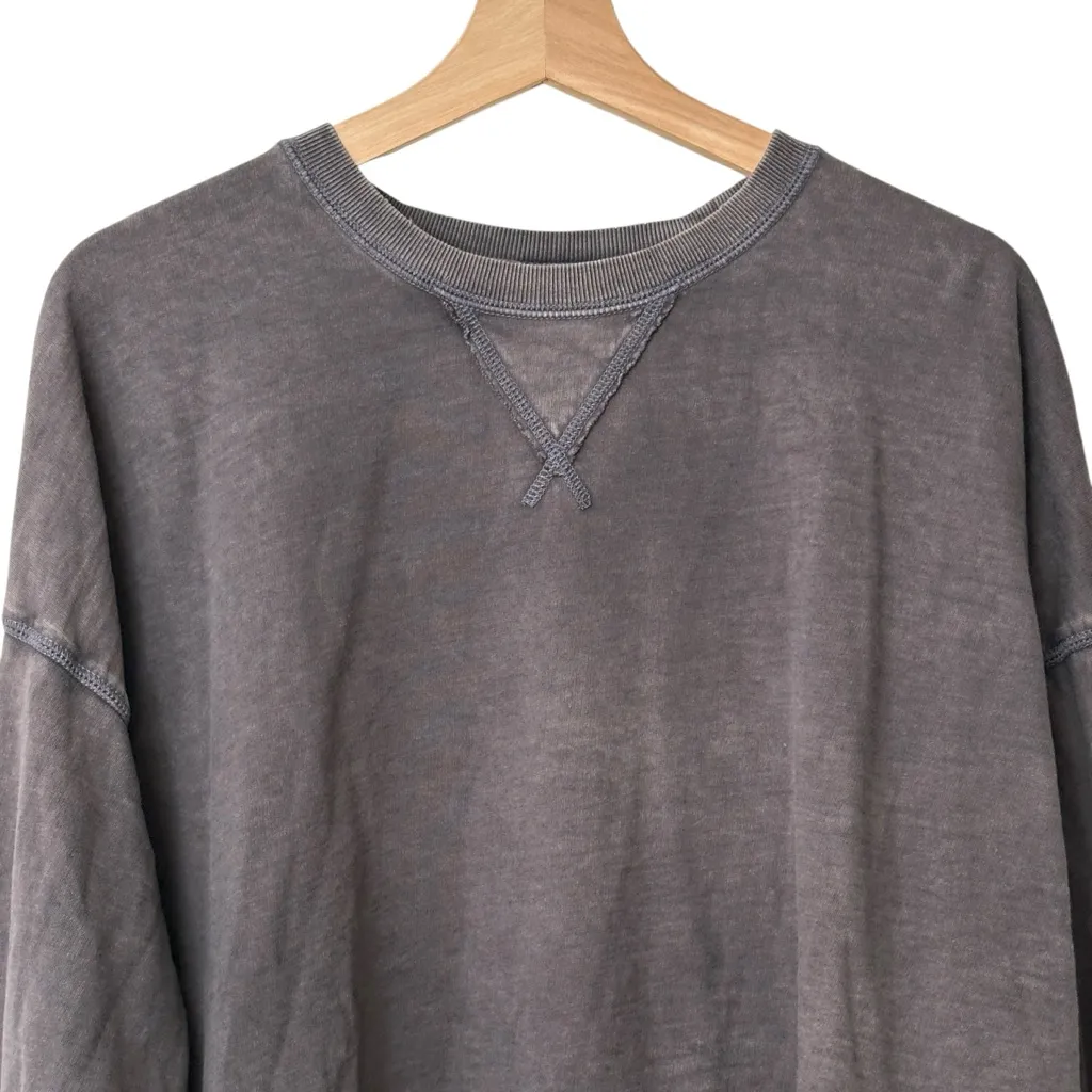 Aerie Charcoal Long Sleeve cotton raw edge sweatshirt L - Image 4