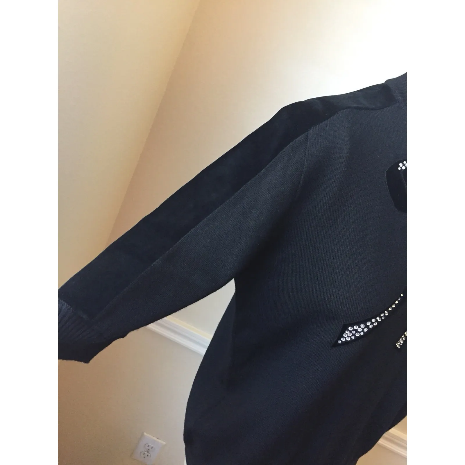 #24 Women's Elisa Fanti Black Wool Sweater Velvet Bow, Sz: It 44 - Image 6