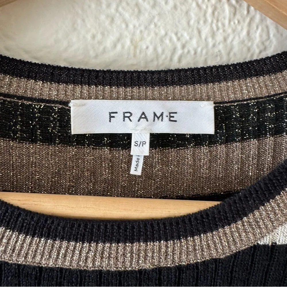 FRAME Metallic Striped Sweater In Gold - Image 6