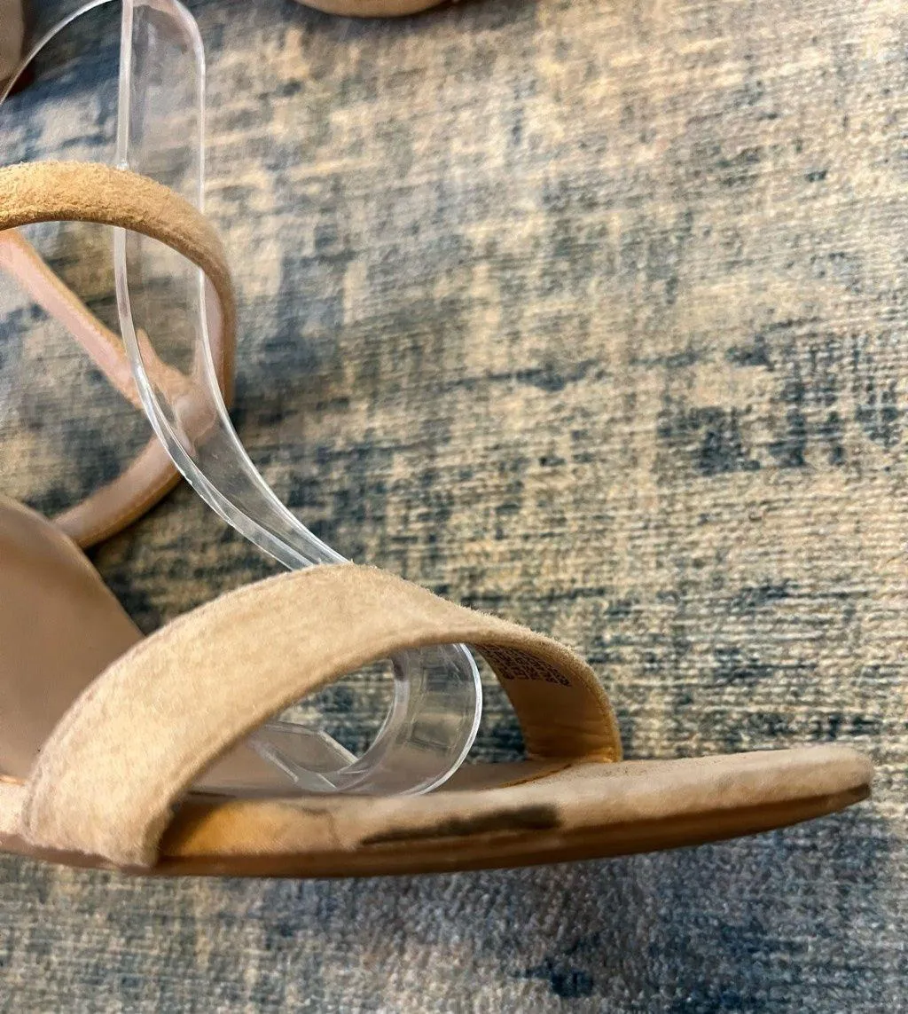 Lula Slingback Block Heel Suede Leather Sandal Blush Size 9.5 - Image 8