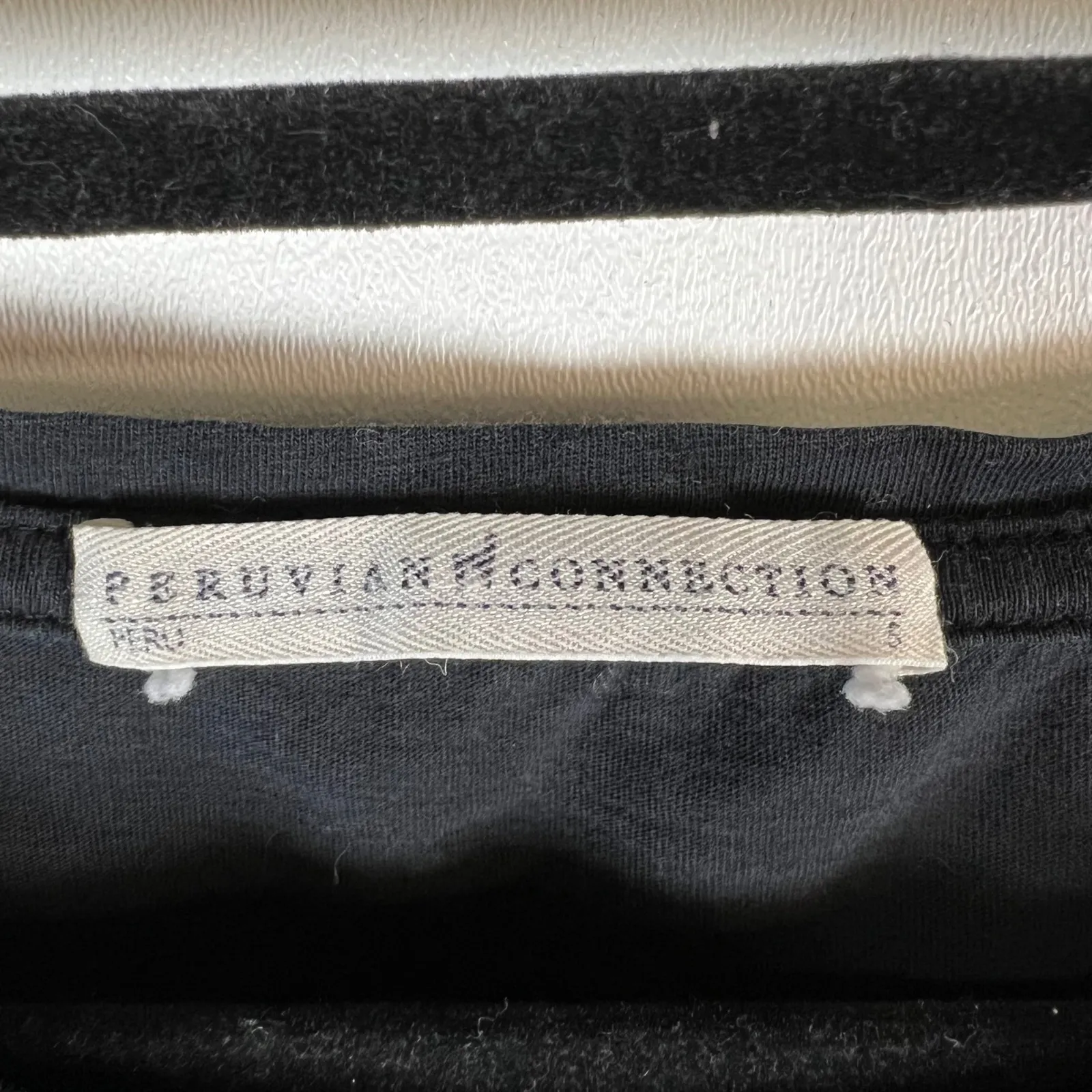 PERUVIAN CONNECTION Black Long Sleeve Pima Cotton Balloon Sleeve Top Womens Sz S - Image 4