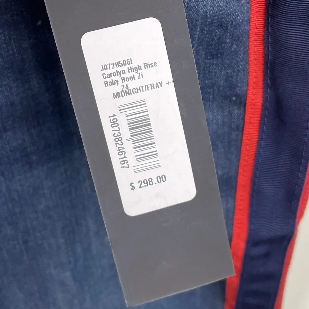 NEW Veronica Beard Jeans Carolyn Baby Boot in Midnight Red Stripe Plus Size 24 - Image 12