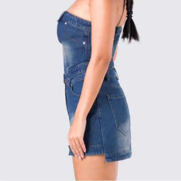 Finesse Brand Georgina Blue Denim Tube Top & Mini Skirt - Image 6