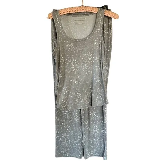 Eddie Bauer Gray & White Star Print Tank and Pajama Pants Set, size Small - Image 2