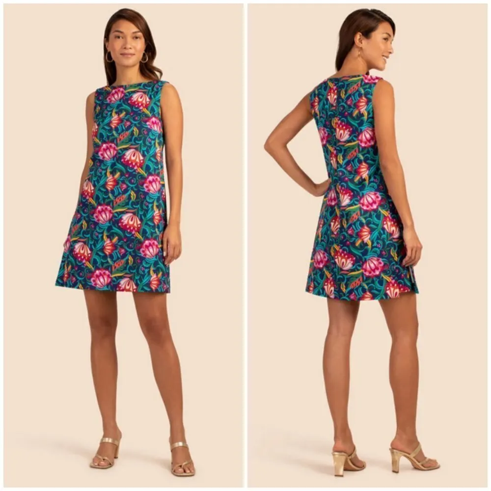 💕TRINA TURK💕 Brynne Dress ~ Bengal Blue Multi-Color Floral Print 0 NWOT - Image 2