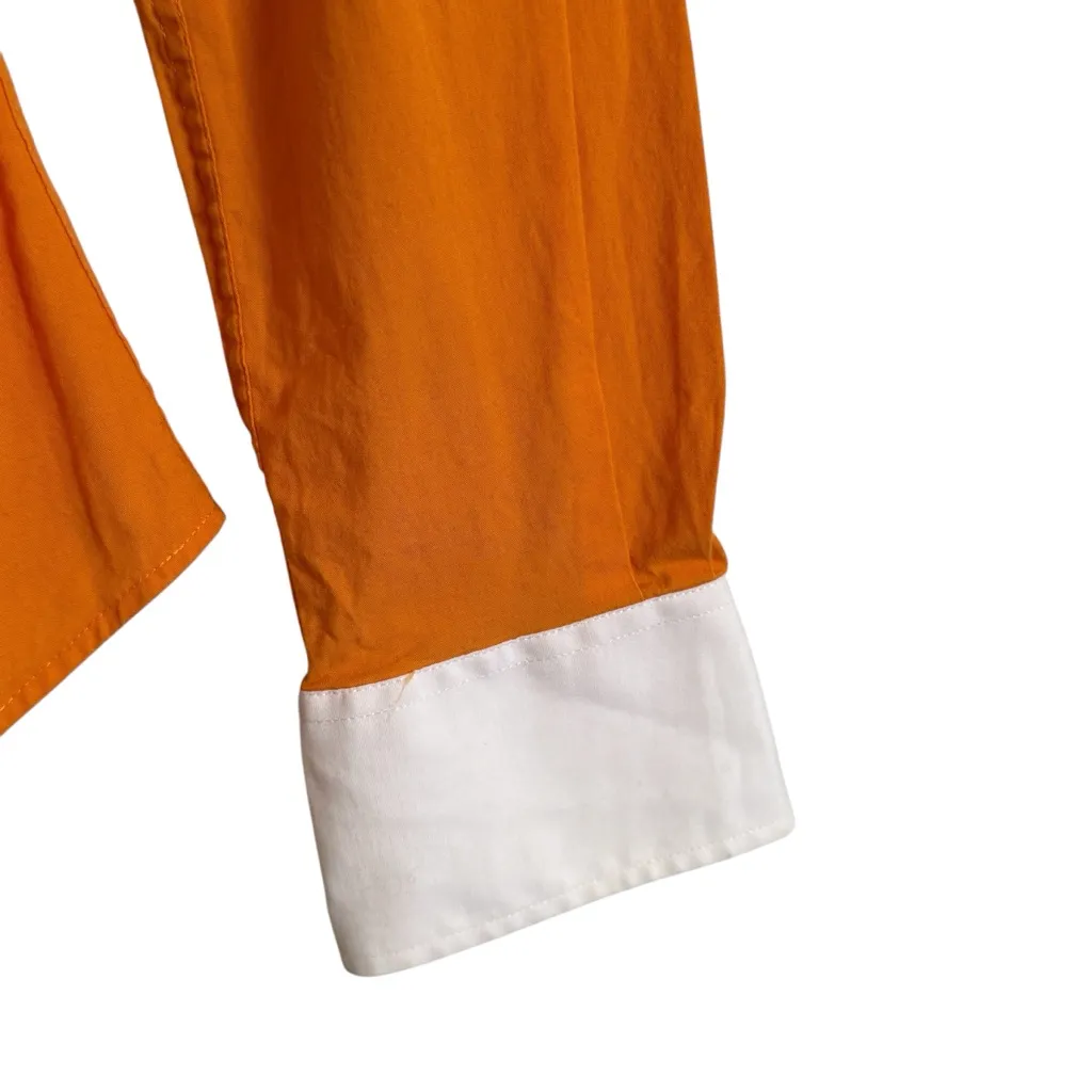 Vintage Lacoste Orange Button Front Blouse Shirt Women's Size 34 - Image 9