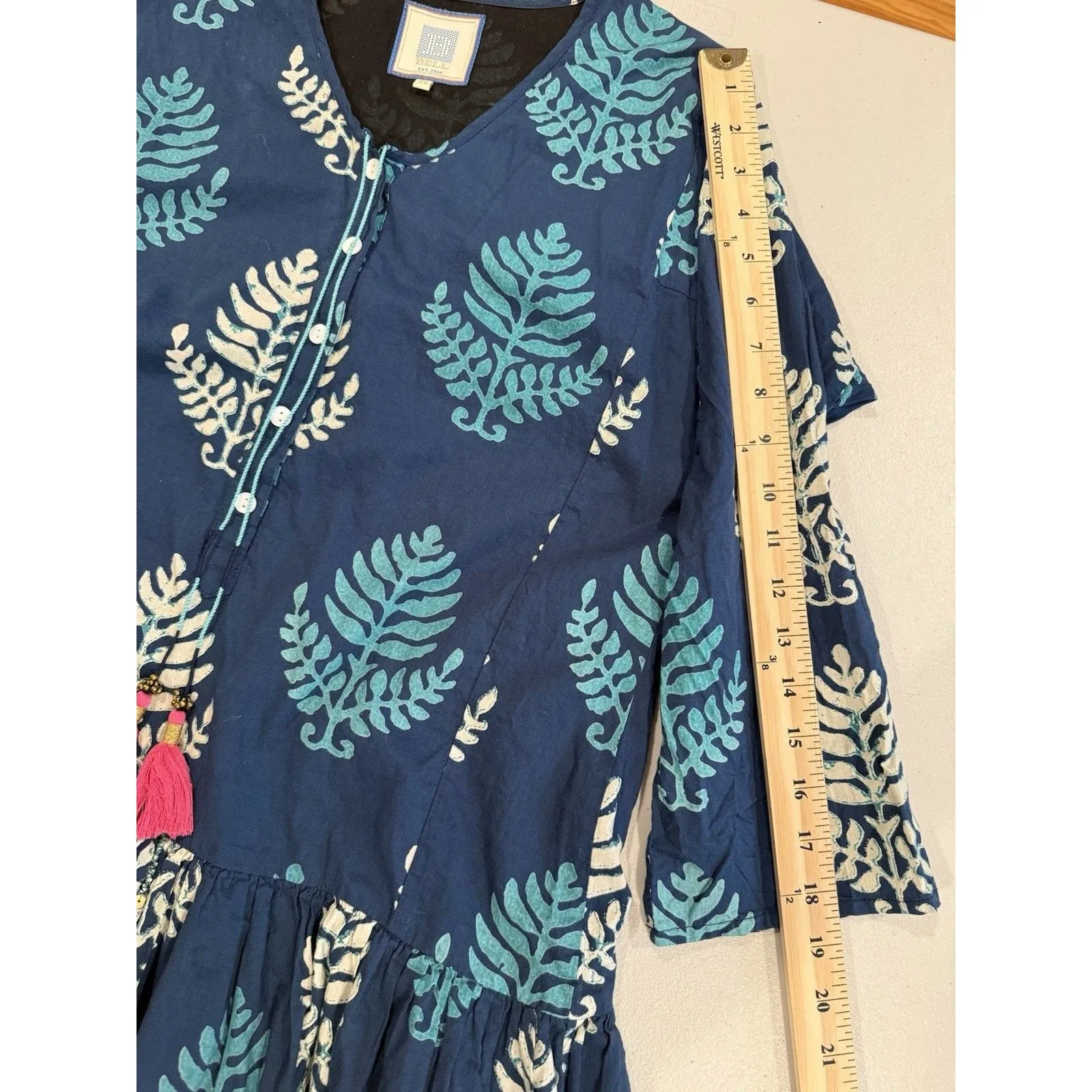 Alicia Bell Dress Women Medium Tropical Resort Vacation Travel Coastal Preppy Blue - Image 8