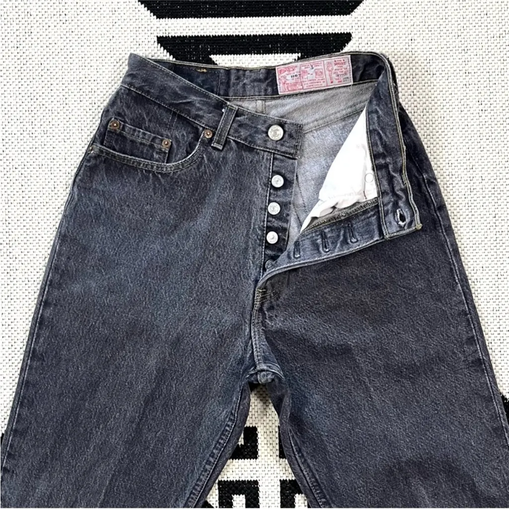 Vintage Levi's 80s 901 Ultra High Rise Jeans in Stonewash Gray Black - Image 10