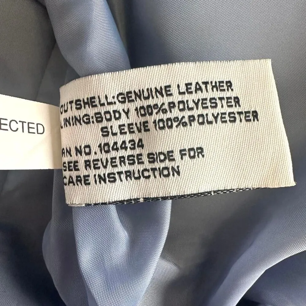 Boston Harbour Lined Blue Gray Button Front Genuine Leather Jacket Sz M Indie Size M - Image 6