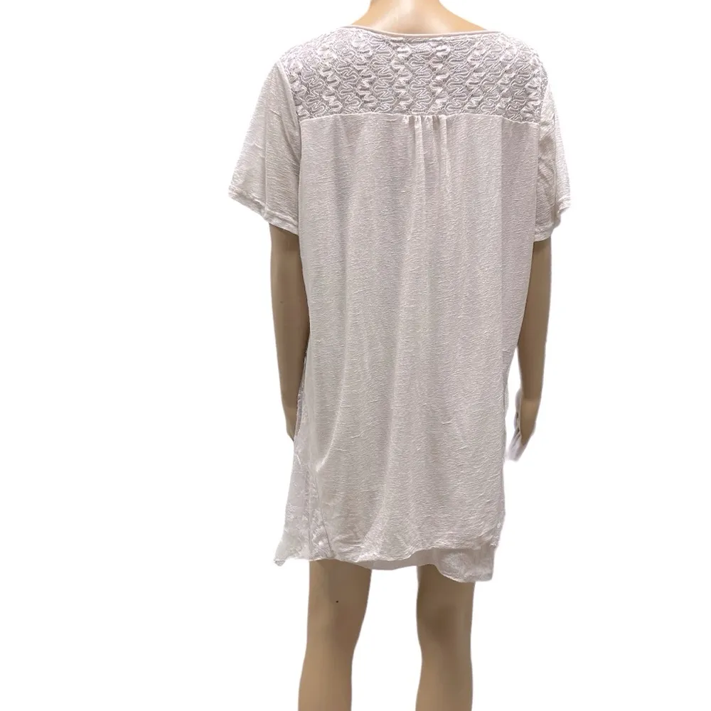 Simply Couture Pale Pink Short Sleeve Lace Ruffle Sheer Overlay Top Plus Size 2X - Image 4