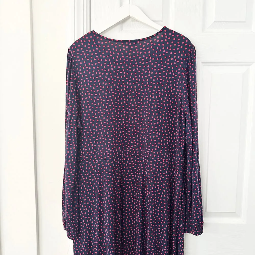 Boden Plus Camille Navy Blue Red Polka Dot Long Sleeve Midi Dress 22R D0780 Size undefined - Image 7