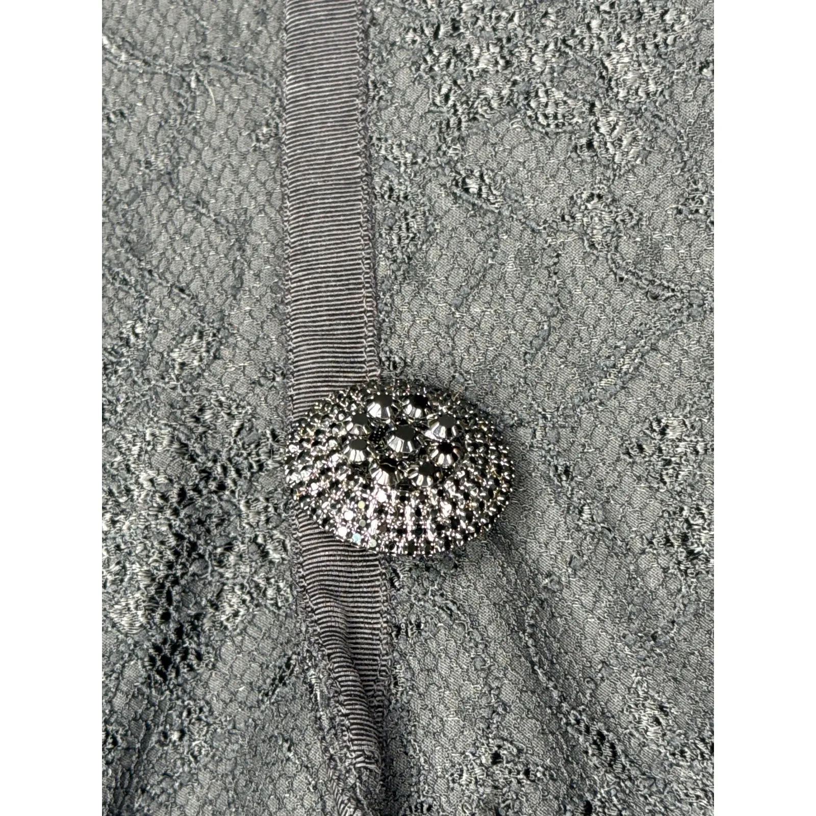 Vintage Diane von Furstenberg DVF Black Lace Blazer formal crystal button Size 0 - Image 10