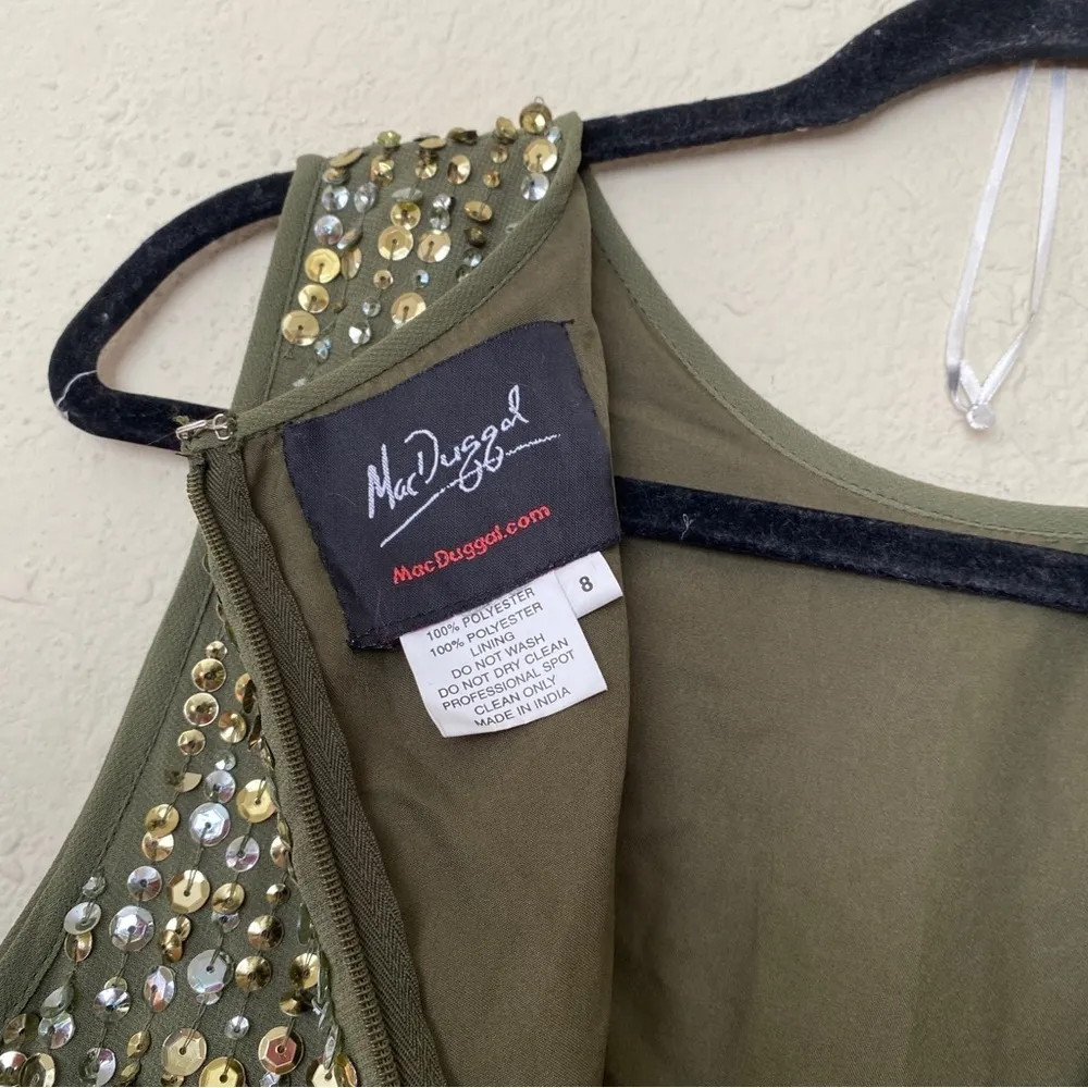 MAC DUGGAL 93603 SEQUINED HIGH NECK SLEEVELESS COLUMN GOWN‎ olive green sz 8 - Image 11