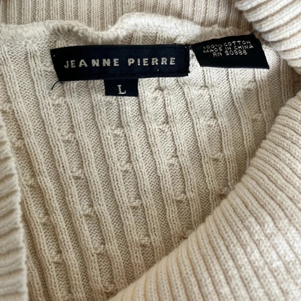 Ladies Jeanne Pierre Cable Knit Ivory Long Sleeve Sweater, Size Large - Image 6