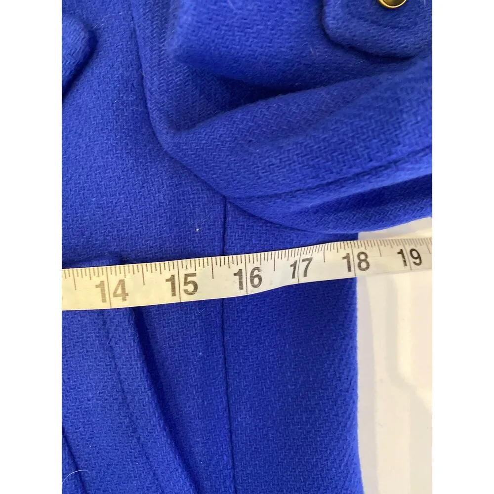 J Crew Cobalt Blue Thick Wool Nello Gori Peacoat EUC Sz 8 Gold-Tone Buttons - Image 9