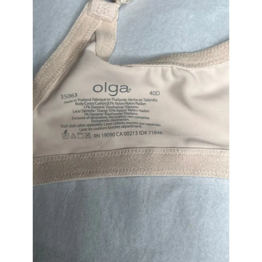 Olga NEW bra size 40D beige underwire minimizer supportive lift comfort back - Image 5