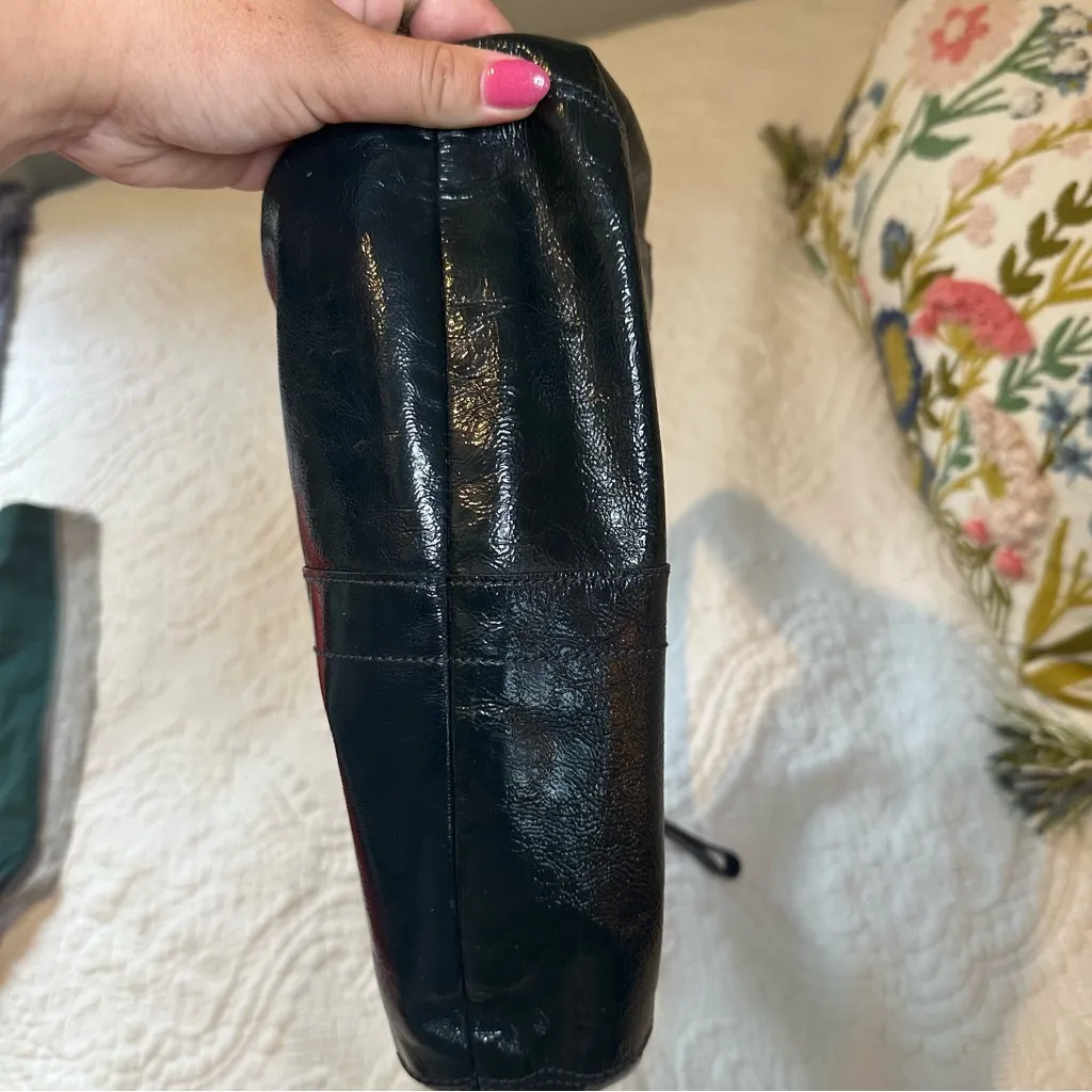 Coach Ergo Blue Patent Leather Hobo Shoulder Bag. Cowhide Leather. Dark Teal. - Image 5