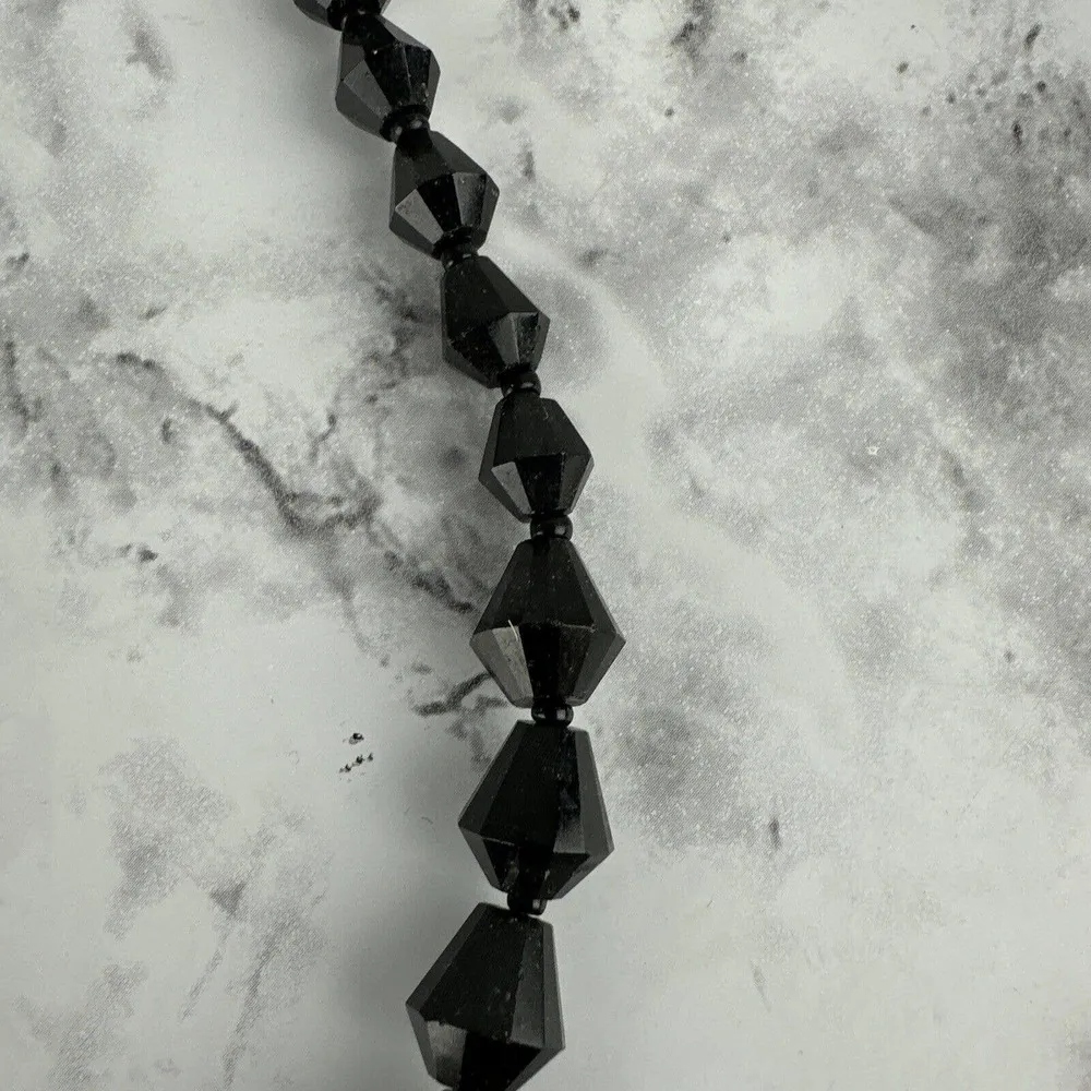 Vintage Victorian 1920's Faceted Glass Morning Beads Beaded Necklace Black - Image 6