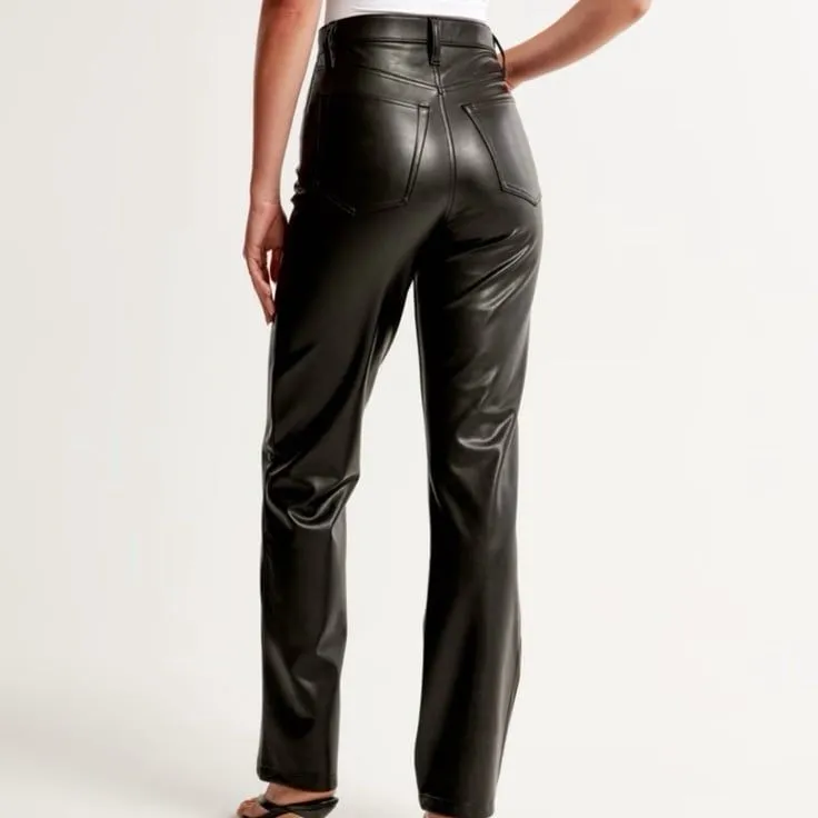 Abercrombie & Fitch Vegan Leather 90s Straight Pant - Image 3