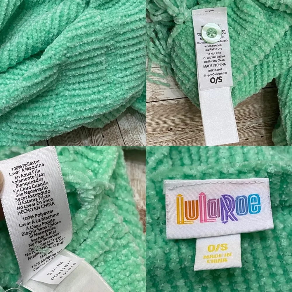 Rare HTF LuLaRoe Chenille Mint “Mimi” Sweater Knit Wrap Poncho Cape Fringe Scarf - Image 15