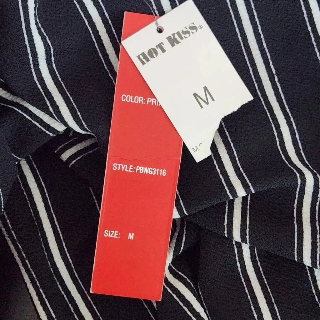 Hot Kiss Black and White Stripe Cropped Wide Leg Pants NWT Size Medium - Image 8