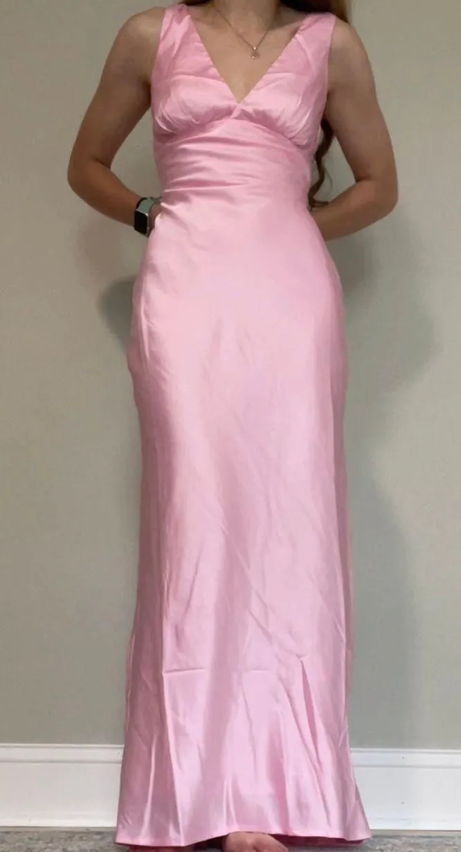Verlaine Pink Satin Maxi Dress NWT - Image 3