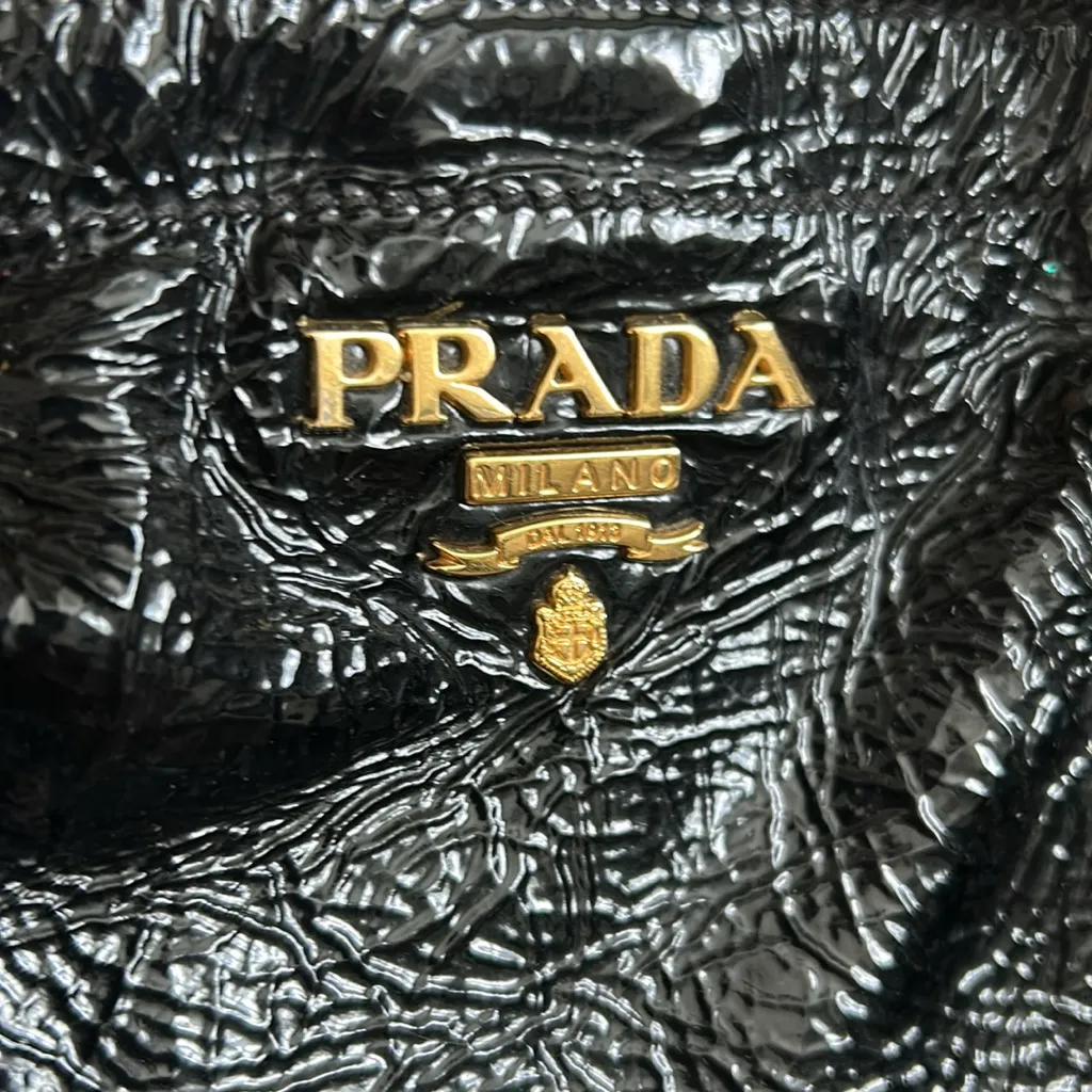 Prada authentic  naplak black wrinkled leather tote - Image 5