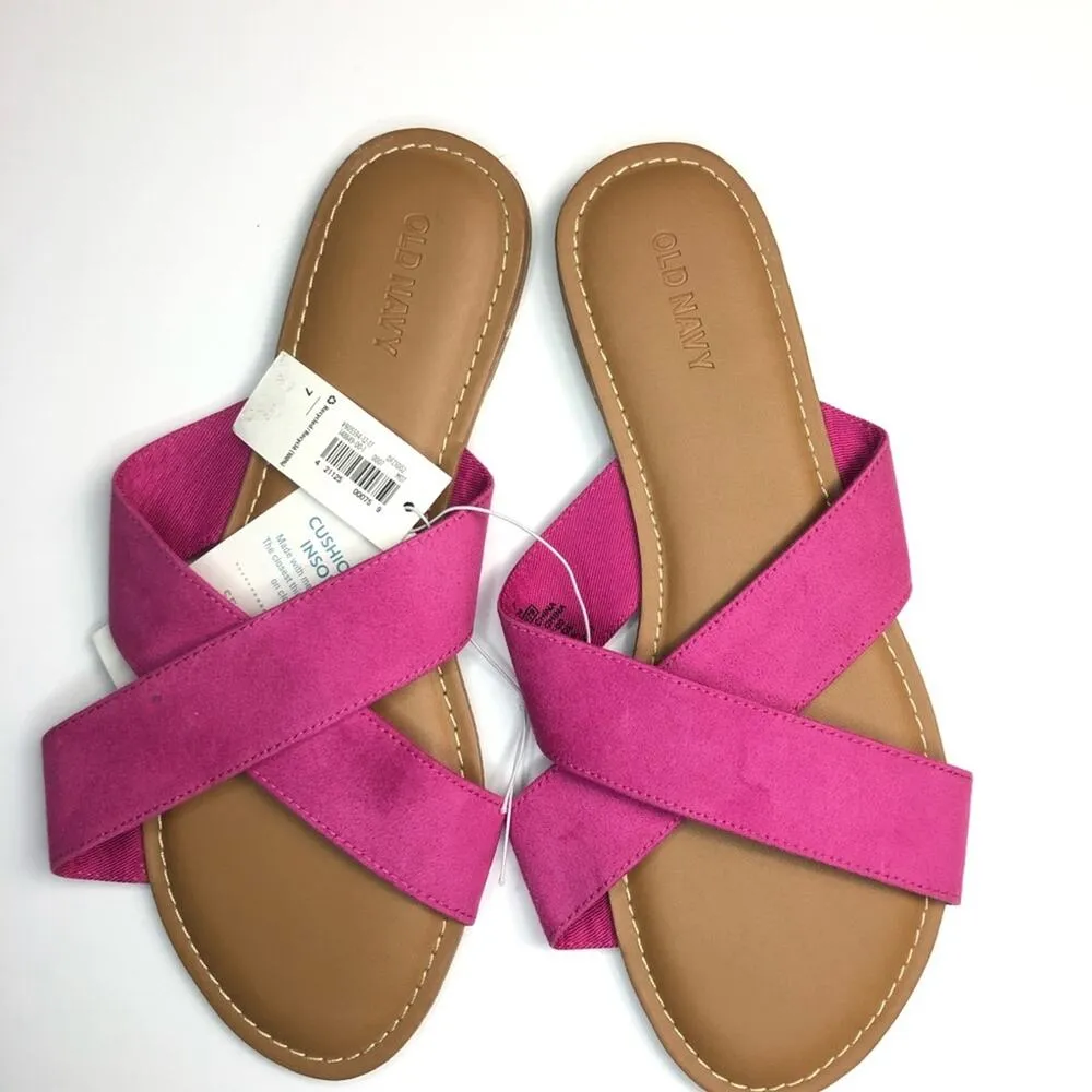 Old Navy Bright Pink Cross Strap Slide size 7 - Image 13