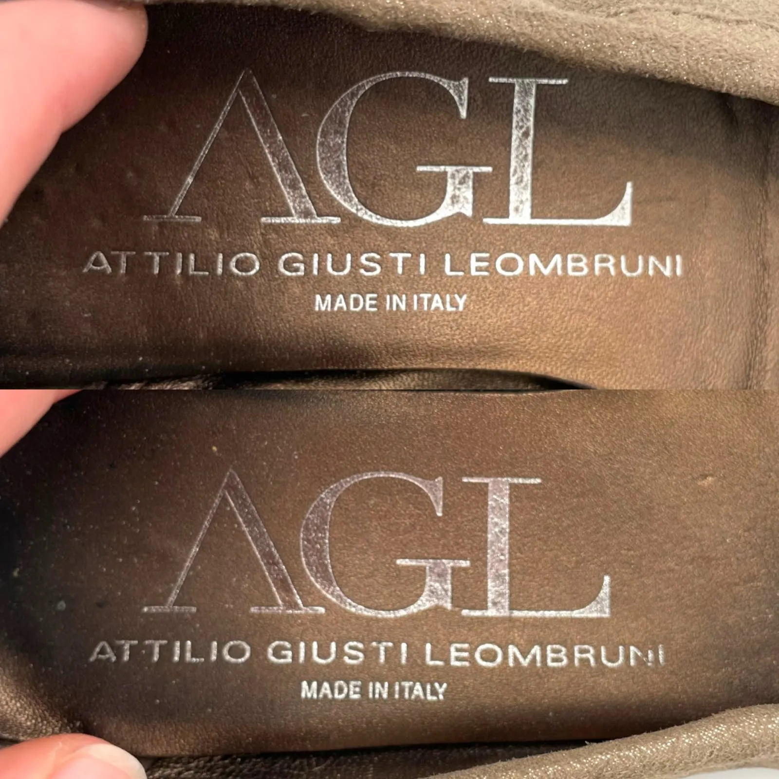 AGL Shimmer Tan Suede Leather Chain Snakeskin Cap Toe Ballet Flat Italy 35.5 5.5 - Image 8