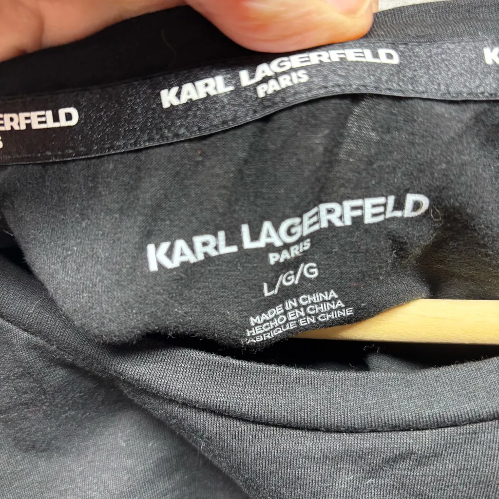 Karl Lagerfeld‎ Black Tee with Graphic Print - Image 3