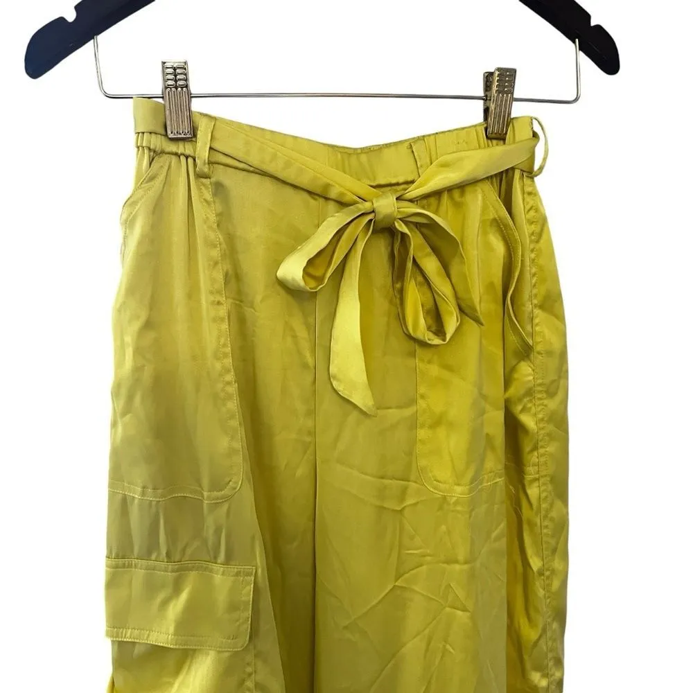 Anthropologie Hutch Satin Chartreuse Utility Pant NWT Size XS - Image 7